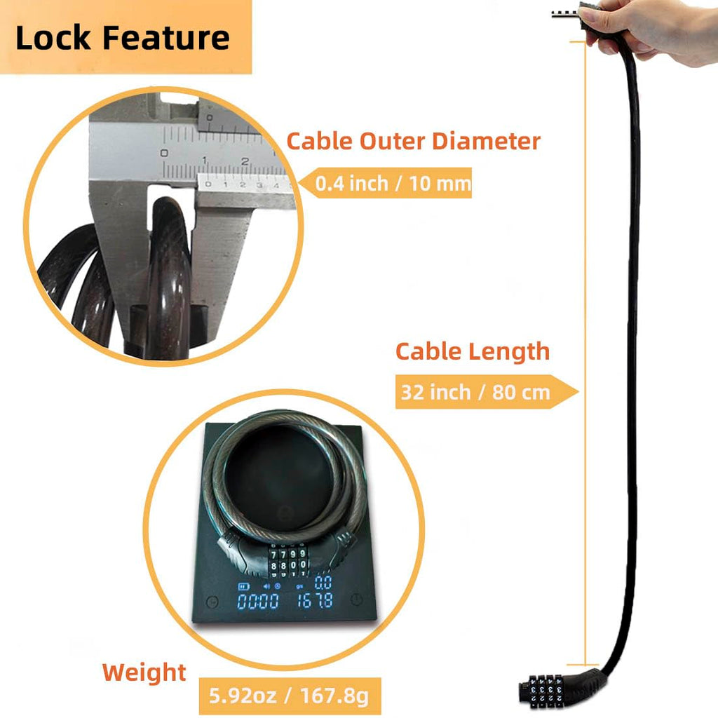 Jokmae 4-Digit Resettable Combination Cable Lock, 32-Inch Bike Lock