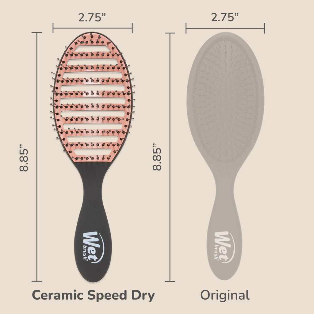 Wet Brush Ceramic Speed Dry Detangler, Black, Vented Blow-Dry Hair Brush | Soft HeatFlex Bristles, Up to 45% Faster Drying with Less Breakage, Smooth Shine & Easy Styling for All Hair Types