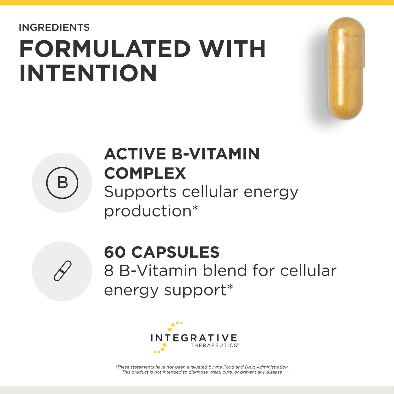 Integrative Therapeutics Active B-Complex - Cellular Energy & Heart Health Support with Vitamins B2, B6 & B12* - Supports Nervous & Immune Systems* - Third-Party Tested - 60 Capsules (30 Servings)