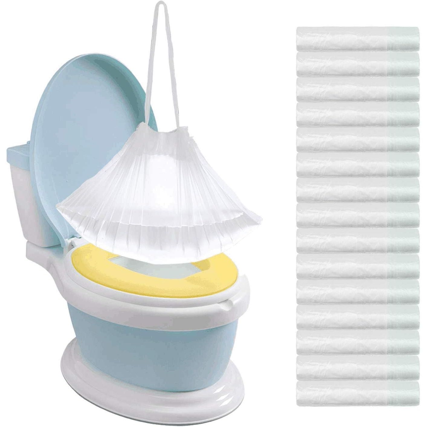 Buy now Tebery 100 Pack Portable Potty Chair Liners with Drawstring, Potty Bags Potty Liners Disposable for Baby Toilet Potty Training Seat 200 at indiglob india