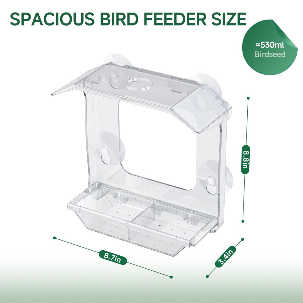 Window Bird Feeder with 4 Extra Strong Suction Cups (2.5 Inch)