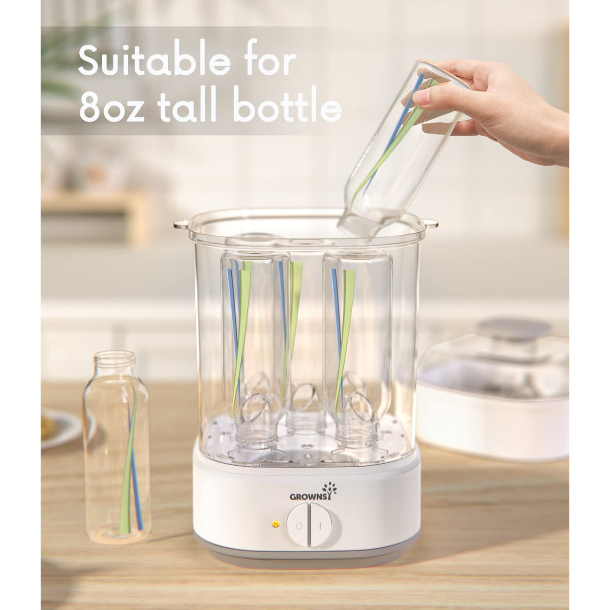 GROWNSY Electric Baby Bottle Sterilizer with 8-Minute Fast Sterilization