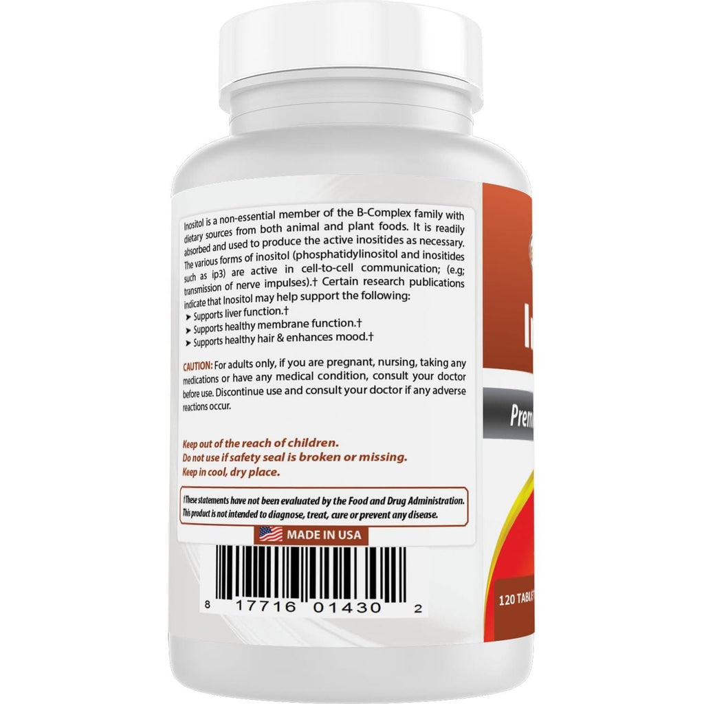 Buy now Best Naturals Inositol 1000mg 120 Tablets - Also Called Vitamin B8 at indiglob india