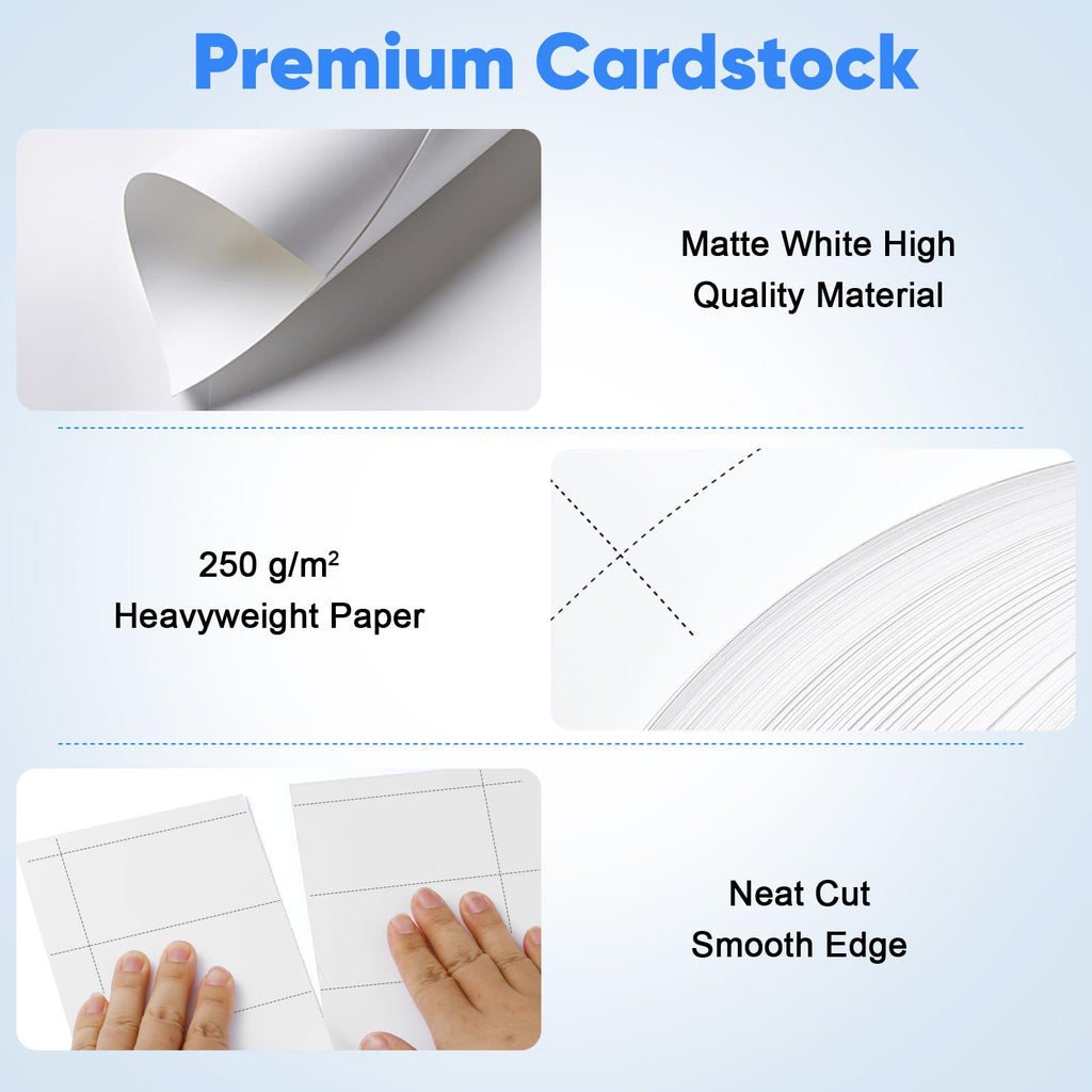 Thick Business Cards 500 Printable Business Card, 3.5" x 2" Business Card Paper Compatible with Laser & Inkjet Printer, Double-sided Printing, Heavyweight, Matte White Paper, (10 Cards/Sheet)