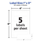 Avery No-Iron Fabric Labels, 1" x 3", Washer and Dryer-Safe Waterproof Labels, Non-Printable, 20 Total (40724)