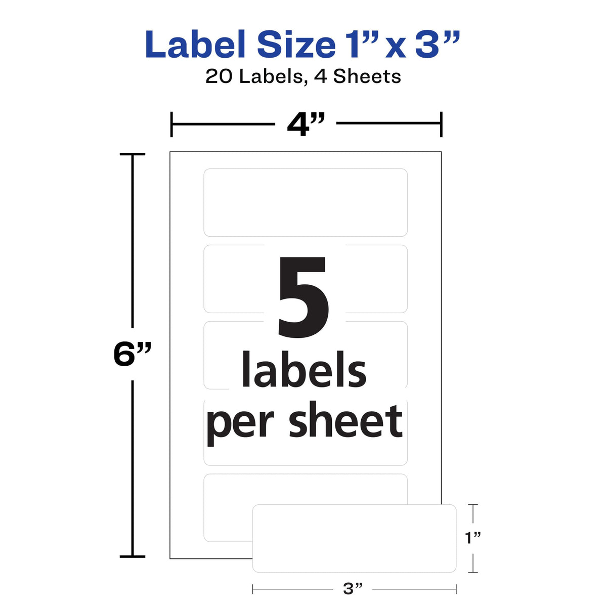 Avery No-Iron Fabric Labels, 1" x 3", Washer and Dryer-Safe Waterproof Labels, Non-Printable, 20 Total (40724)