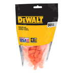 DEWALT Bell Shaped Foam Earplugs NRR 33 - Made in USA - Resealable 50 Pack