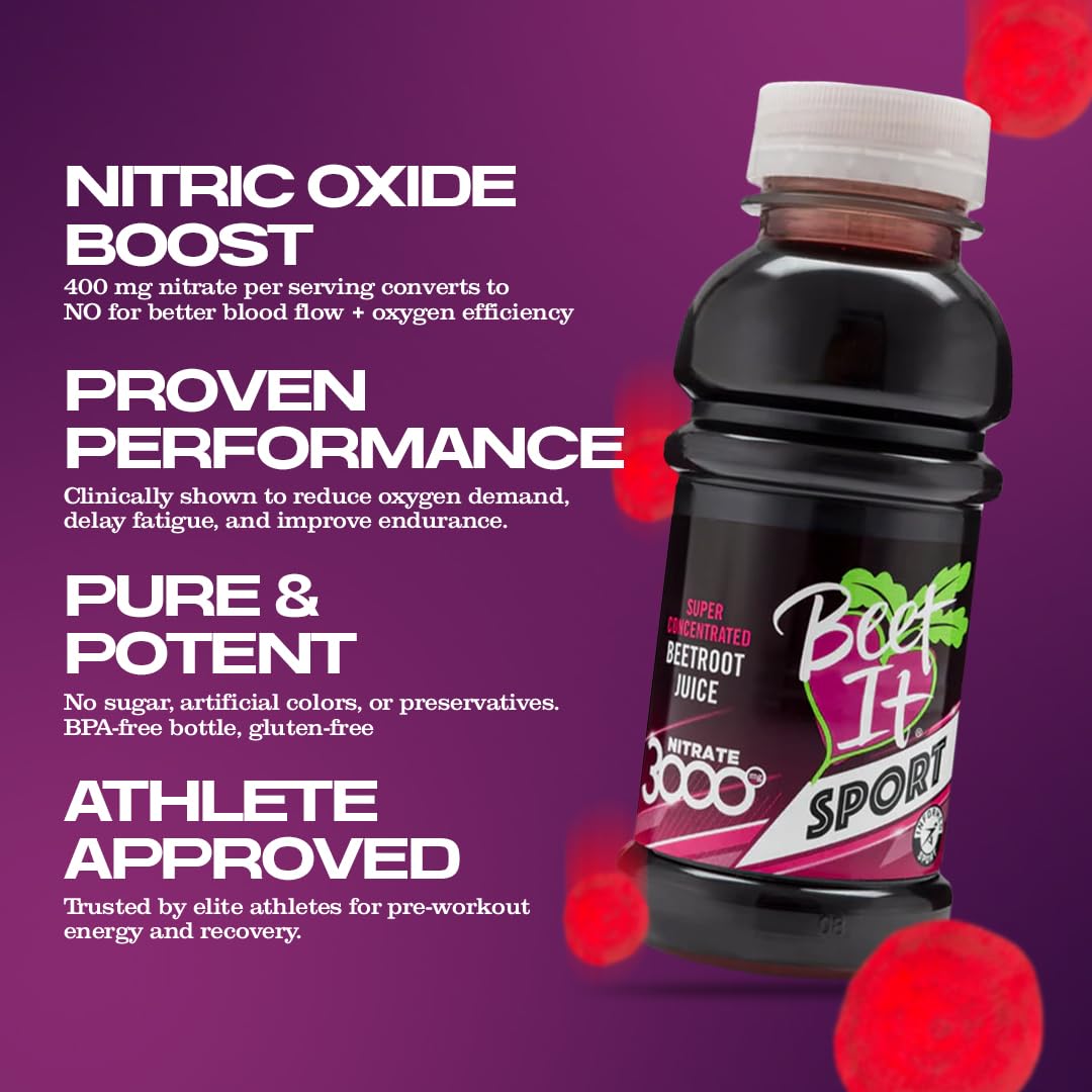 Beet IT Beetroot Juice Sport Nitrate 3000mg - Super Concentrated Beet Juice Liquid Dietary Supplement No Added Sugar, Artificial Colors, Preservatives, BPA-Free, Gluten-Free, 8.5oz (7 Servings)