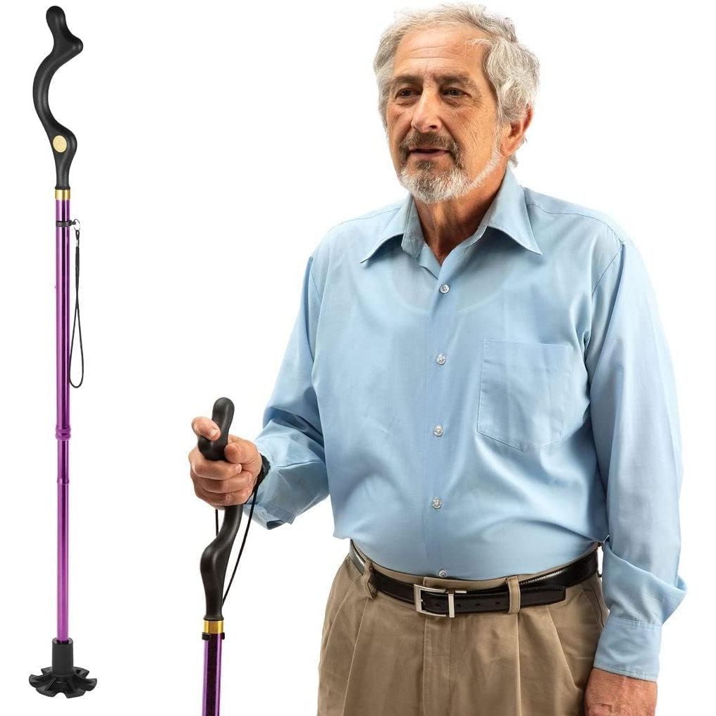 Buy now Walking Cane for Men and Women - Special Balancing Stick With 10 Adjustable Heights - Self Standing, Folding, Portable, Collapsible, and Comfortable purple at indiglob india
