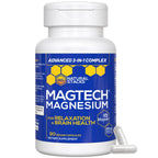 MagTech Magnesium Complex Glycinate, L-Threonate and Taurate, 90 Capsules | Advanced 3 in 1 200mg Chelated Triple Blend w/ Magtein - Supports Relaxation & Brain Health for Women & Men - Natural Stacks