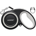 Retractable Dog Leash with Stainless Steel Anti-Chew Cable for Small & Medium Dogs up to 50 lbs | 16 ft Strong Nylon Reflective Tape | Quick Lock System (Medium, White)