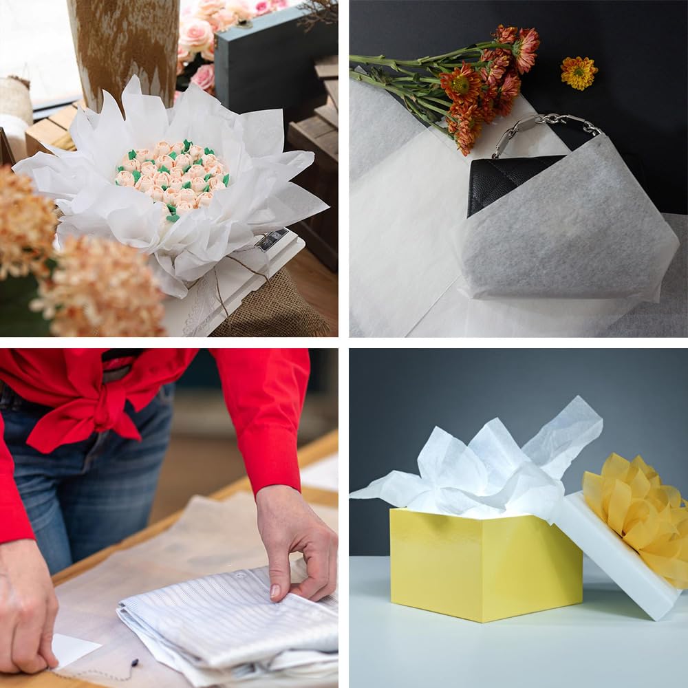 130 Sheets 20"x14" White Tissue Paper for Gift Bags Christmas Weddings Birthday Arts Craft Party Decoration