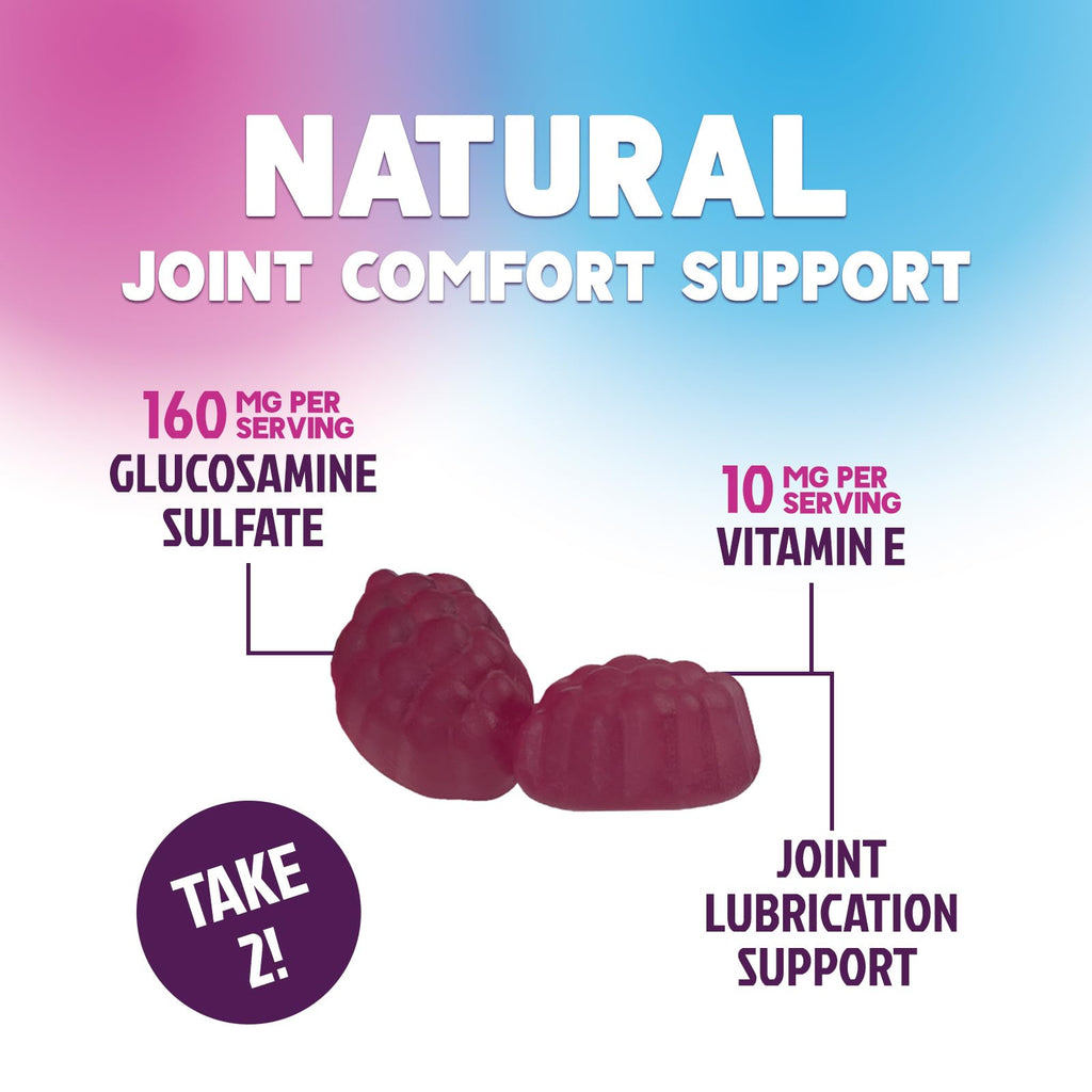 Joint Support Gummies - Glucosamine Plus Vitamin E Nature's Joint Support Supplement for Occasional Discomfort for Back, Knees & Hands - Cartilage & Joint Health & Flexibility Support - 120 Gummies