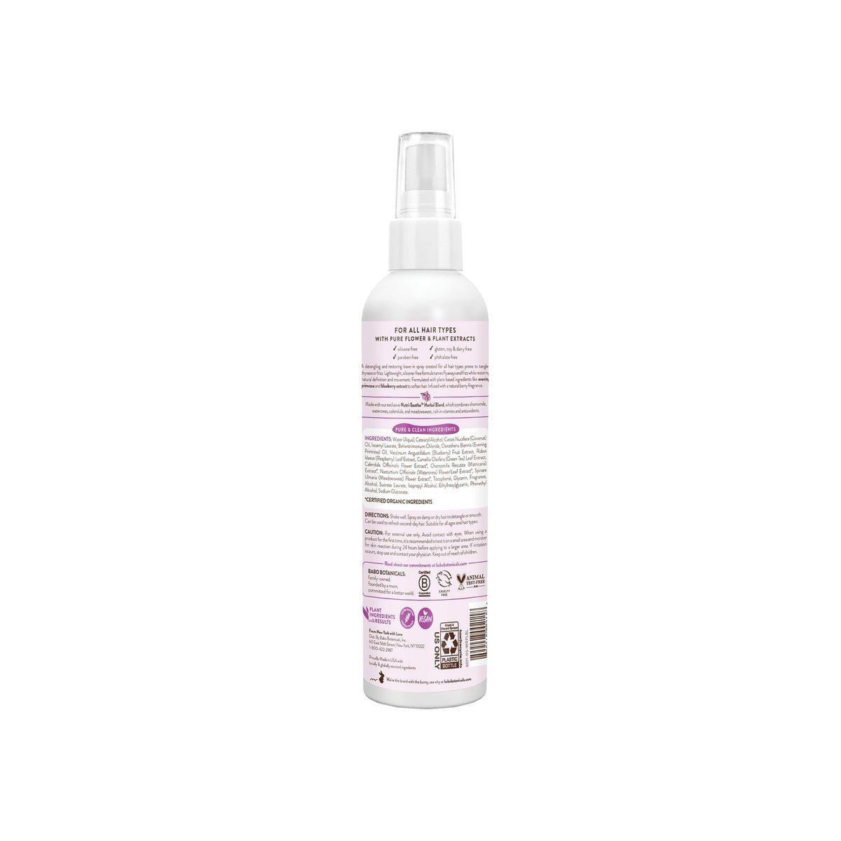 Babo Botanicals, Detangler Instantly Smooth Berry Primrose, 8 Fl Oz
