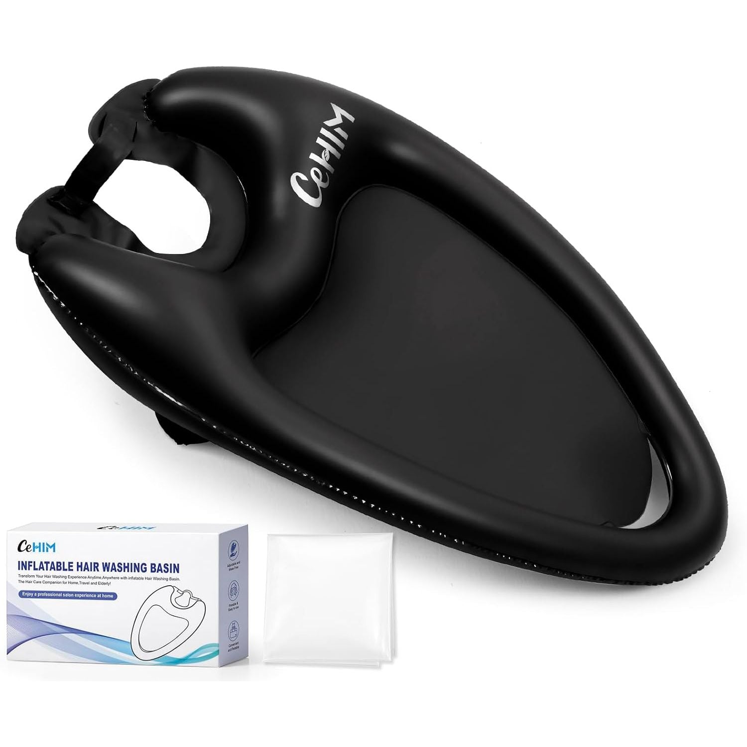 Buy now Inflatable Shampoo Basin - Portable Shampoo Bowl, Hair Washing Basin for Bedridden, Disabled,Injured, Hair Wash Tub for Dreadlocks and at Home Sink Washing (Black, Medium) Large Black at indiglob india