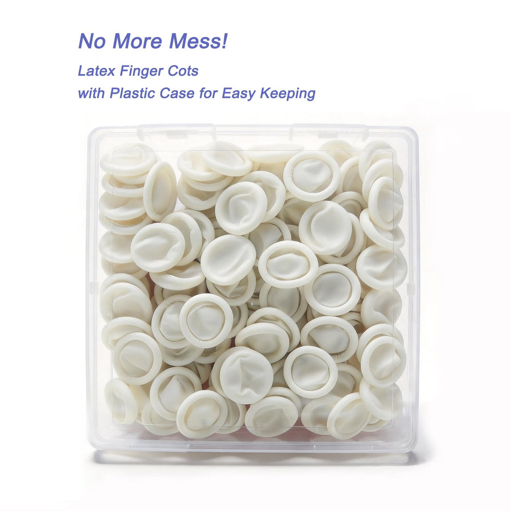 Disposable Latex Finger Cots, Medium Size Waterproof Finger Protectors, Anti-Slip Powder-Free Finger Sleeves for Electronics Repair, Crafting, Beauty Nail Art & Household Use (Approx. 105 PCS)