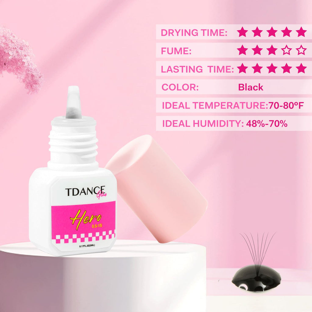 TDANCE Eyelash Extension Glue /0.5-1 Sec Dry/Retention – 7 Weeks/Lash Extension Glue for Professional Use Only (0.17 fl. oz / 5ml)