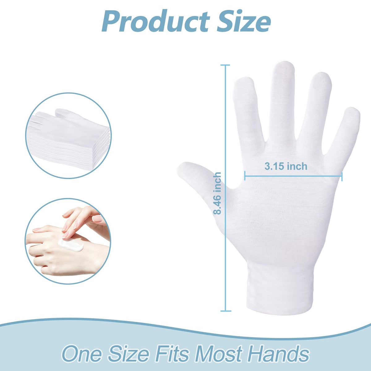 30 Pcs White Cotton Gloves, Unisex, Soft, Stretchable
