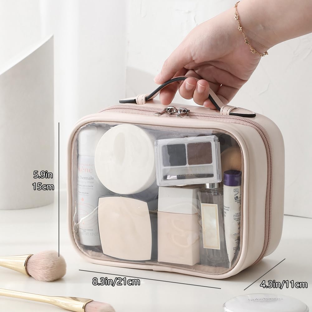 Buy now Veki Transparent Makeup Bag Travel Cosmetic Bags Case Waterproof Toiletries Bag Large Capacity Open Storage Bags Organizer With Zipper, Portable Make Up Organizer for Women and Girls at indiglob india