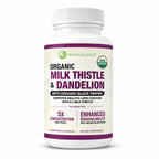 Max Absorption USDA Organic Milk Thistle Potent 5:1 Concentrated Extract (2000mg Strength) & Organic Dandelion Root | Silymarin Antioxidant Flavonoid | Liver Support Supplement (60 Count (Pack of 1))