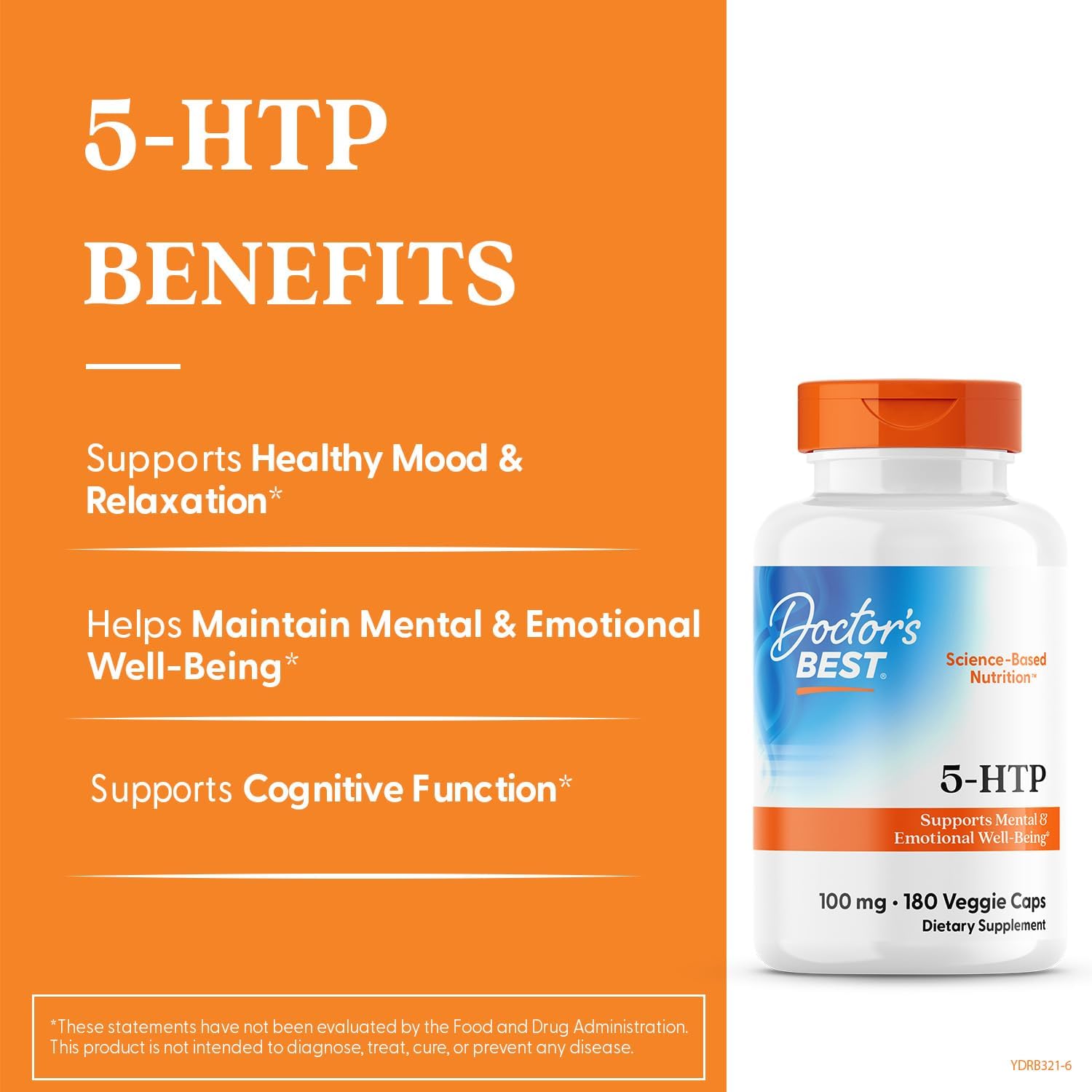 Buy now Doctors Best 5-HTP, Supports Mental & Emotional Well-Being, Non-GMO, Gluten Free, Soy Free, Vegan 180 Veggie Caps at indiglob india