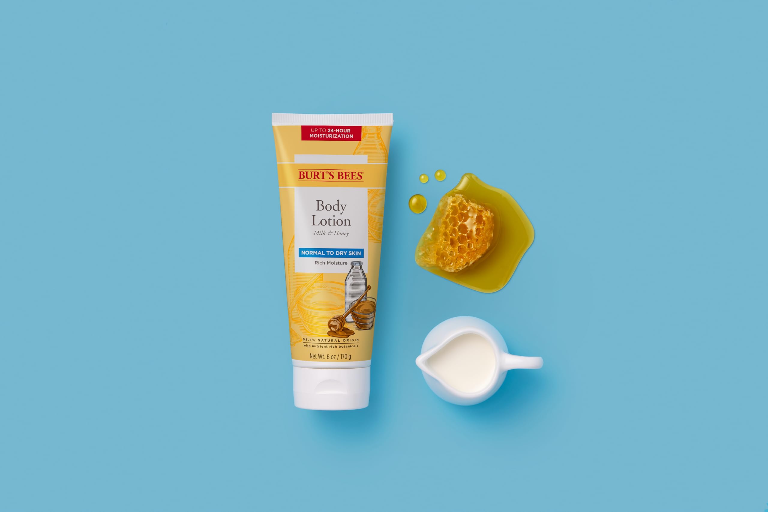 Buy now Burt's Bees, Body Lotion with Milk and Honey, Moisturizing Lotion for Normal to Dry Skin, 98.6% Natural Origin Skin Care, 6 oz Bottle (3-Pack) at indiglob india