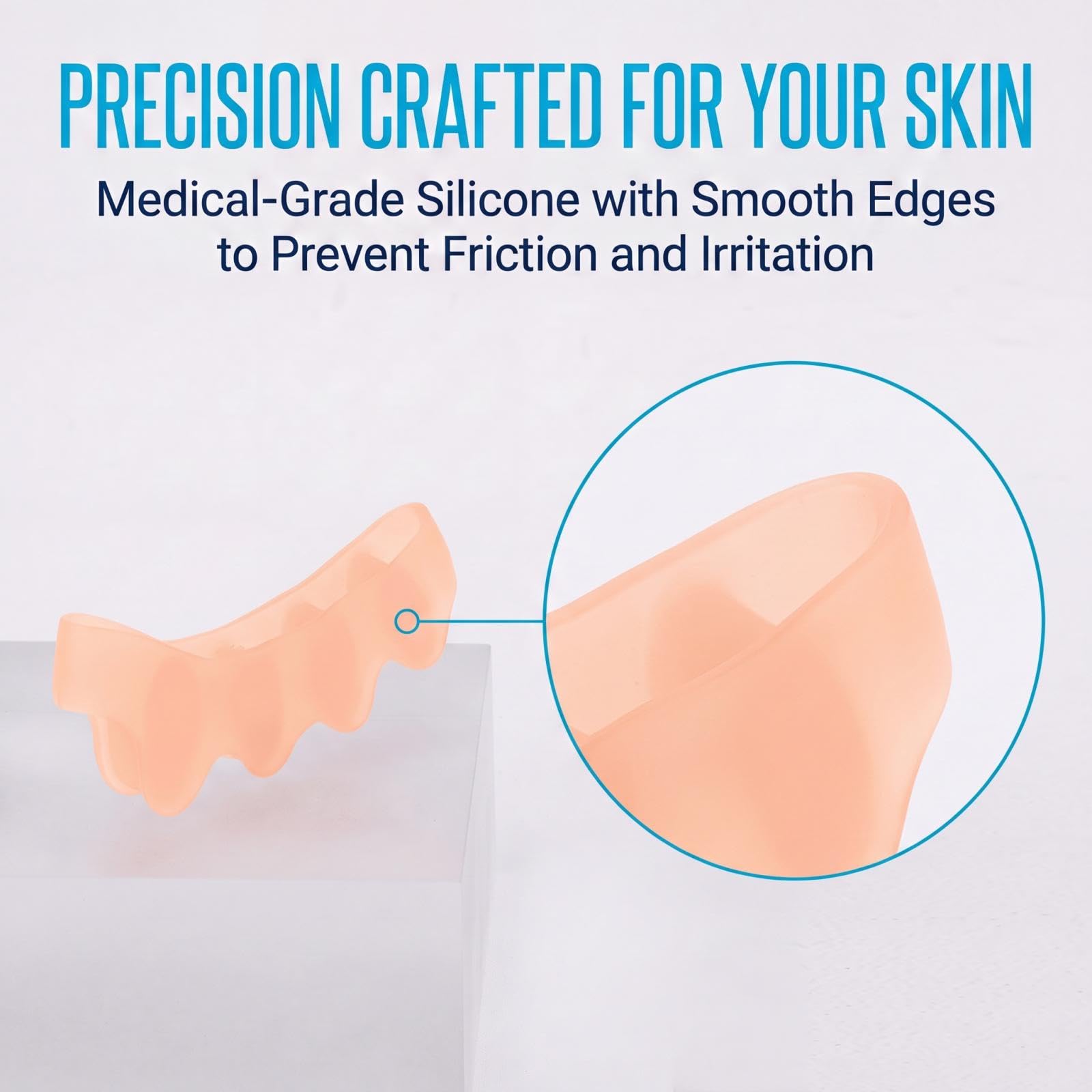 KTSAY Toe Spacers for Women & Men - Silicone Toe Separators for Bunion Relief, Hammer Toe, Plantar Fasciitis & Pedicures (2, Beige)
