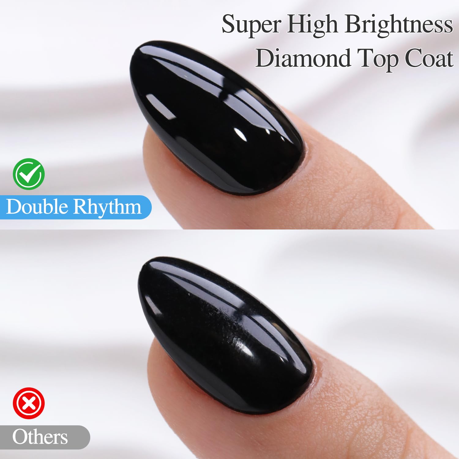 Double Rhythm 0.5Oz No Wipe Clear Gel Top Coat Base Coat Hema and Tpo Free 2 Pcs 15ML Gel Polish Manicure DIY Home Salon (Top Coat Base Coat)