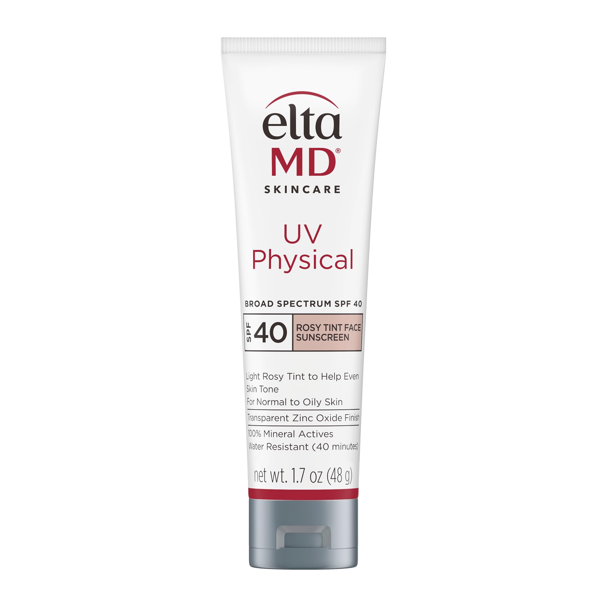 EltaMD UV Physical Tinted 100% Mineral Face Sunscreen, SPF 40 and 41 | Formulated with Antioxidants, 100% Mineral Actives, Transparent Zinc Oxide Finish, Water Resistant Up to 40 Minutes