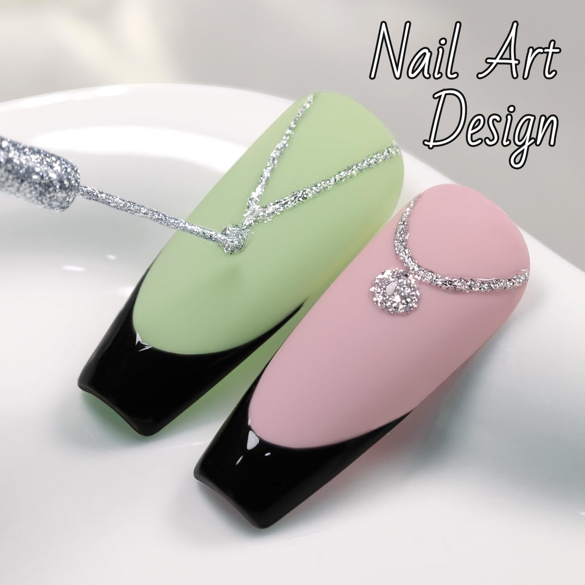 Premium imported Double Rhythm 15 ml metallic gel liner used to create stunning nail art designs.