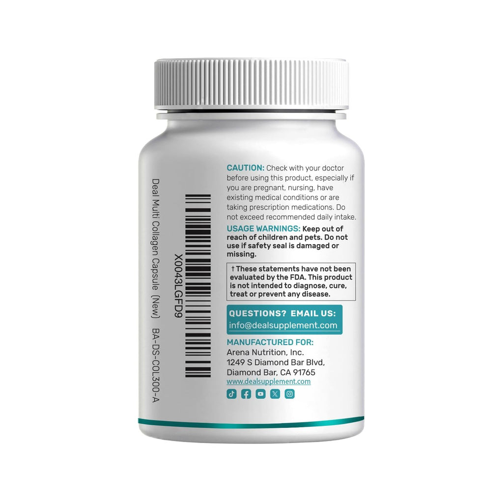 Multi Collagen Pills for Women & Men with Vitamin C, E & Biotin, 300 Capsules – Type I, II, III, V, X Hydrolyzed Collagen Peptides – 11 in 1 Formula with Saw Palmetto, Bamboo Silica, & Hyaluronic Acid