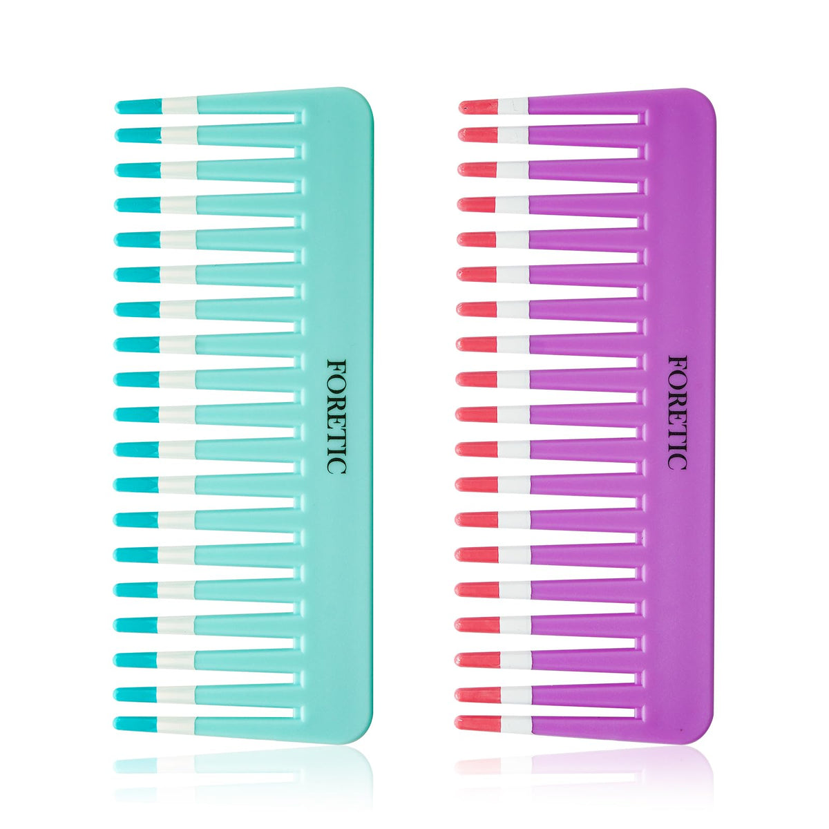 2-Pack Wide-Tooth Anti-Static Comb Set-6.1inch Handle-Free Design, Suitable for Curly, Wet & Dry Hair, Portable Travel Detangling Comb (Purple+Blue)