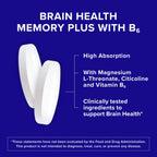 Qunol Brain Health Memory Plus w/Magtein, Cognizin & Vitamin B6, 90ct | Combines Two Clinically Tested, High Absorption Ingredients to Improve Memory, Focus, Attention, Productivity