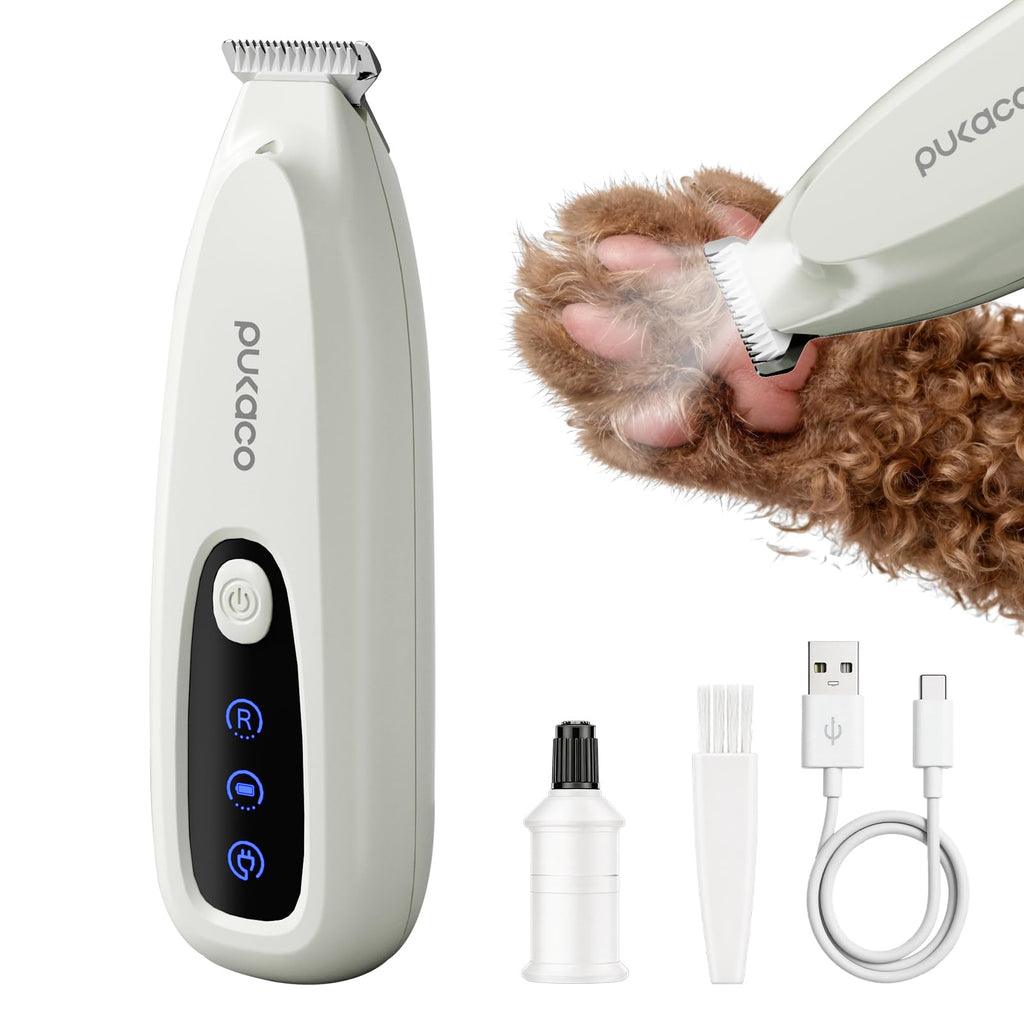 Upgraded Mini Dog Paw Trimmer with LED Light, Low Noise Small Pet Hair Trimmer 18mm Wide Curved Blade, 35dB Cordless Waterproof Pet Paw Grooming Clippers for Dogs, Cats, Paws, Ears, Face, Rump
