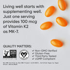 Sports Research® Vitamin K2 as MK-7 100mcg, 60 Count Plantgels™ | Supports Bone & Heart Health w/Highly Bioavailable MK-7 & Coconut MCT oil for Better Absorption · Plant-Based, Soy-Free