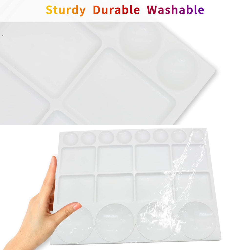 20 Well Watercolor Paint Tray Palette Pallet Acrylic Painting Mixing Plastic Artist Large Square Palette, 13 x 10 Inches, White, 1PCS