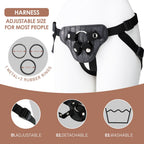 Adjustable Harness Strap-On G-Spot Dildo Set, 7" Realistic Dildo, 3 O-Rings