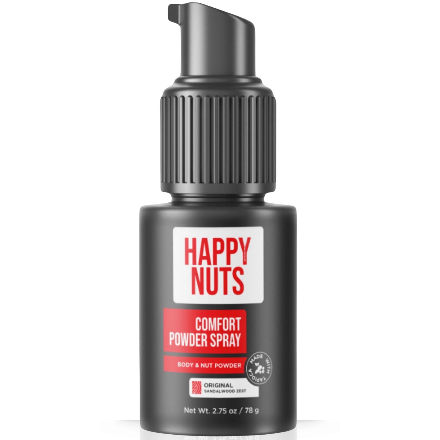 HAPPY NUTS Comfort Powder Spray Deodorant For Men: Anti-Chafing, Sweat and Odor Control for Jock Itch, Aluminum-Free, 2.75 oz (1 Pack), Fragrance-Free