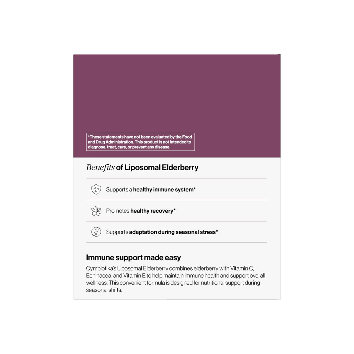 CYMBIOTIKA Liposomal Elderberry with Vitamin E for Immune Support