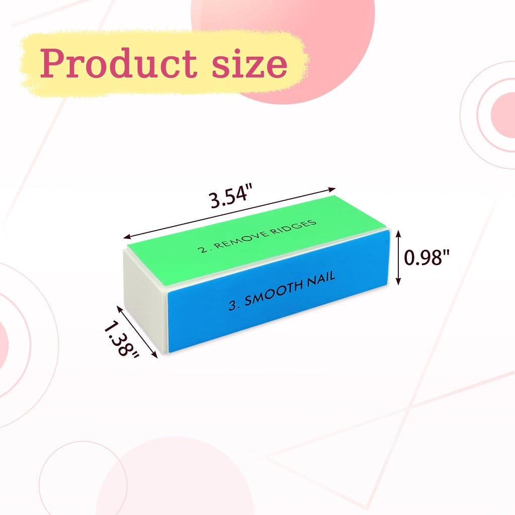 4-Piece Large Square Sponge Nail Buffer Block, 4 Way Nail File and Buffer for Smoothing and Polishing, Ideal for Nail Salons and Personal Use