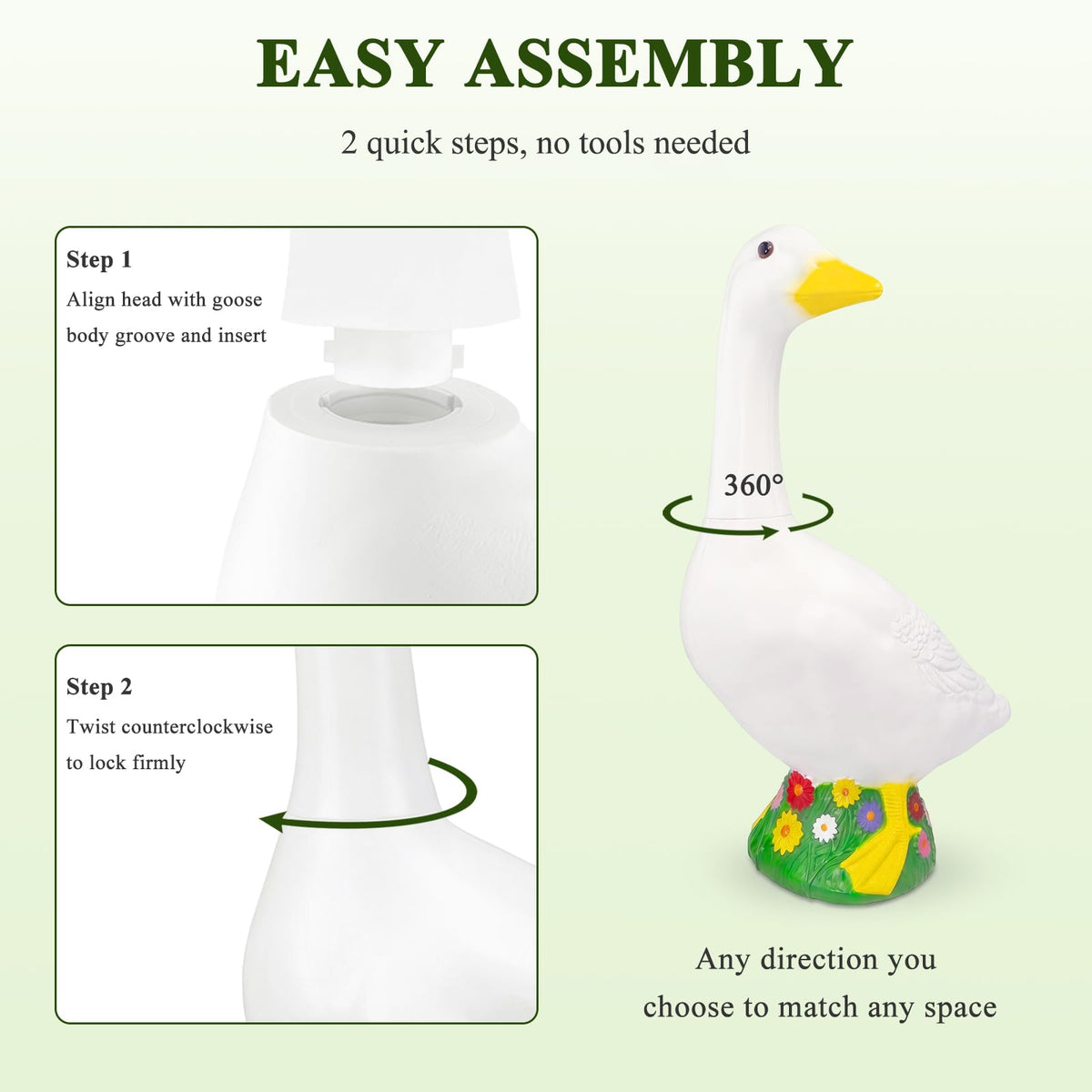 23 Inch Large Porch Goose Statue - PE Plastic Outdoor Goose Decor for Lawn, Yard, & Garden Decoration, Unique Housewarming Birthday Graduation Gifts for Women Mom Grandma