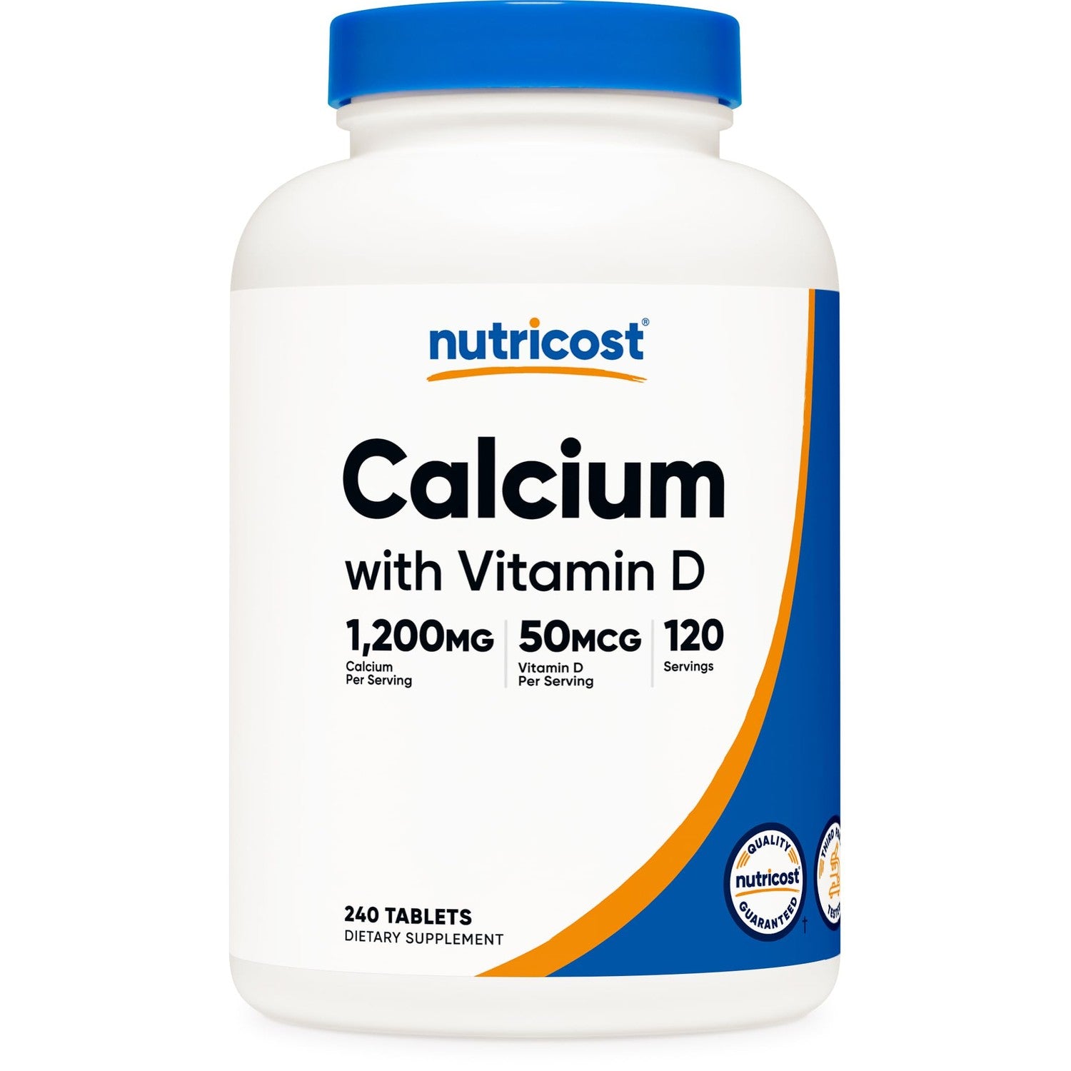 Nutricost Calcium with Vitamin D, 240 Tablets, Gluten-Free, GMO-Free | Calcium (1200mg) Vitamin D (50mcg) Per Serving