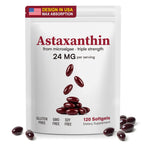 Astaxanthin Supplements 24mg | 120 Softgels | Natural Astaxanthin Antioxidant Supports for Eye, Skin & Joint Health | Fresh Microalgae Source | Non-GMO, Gluten Free