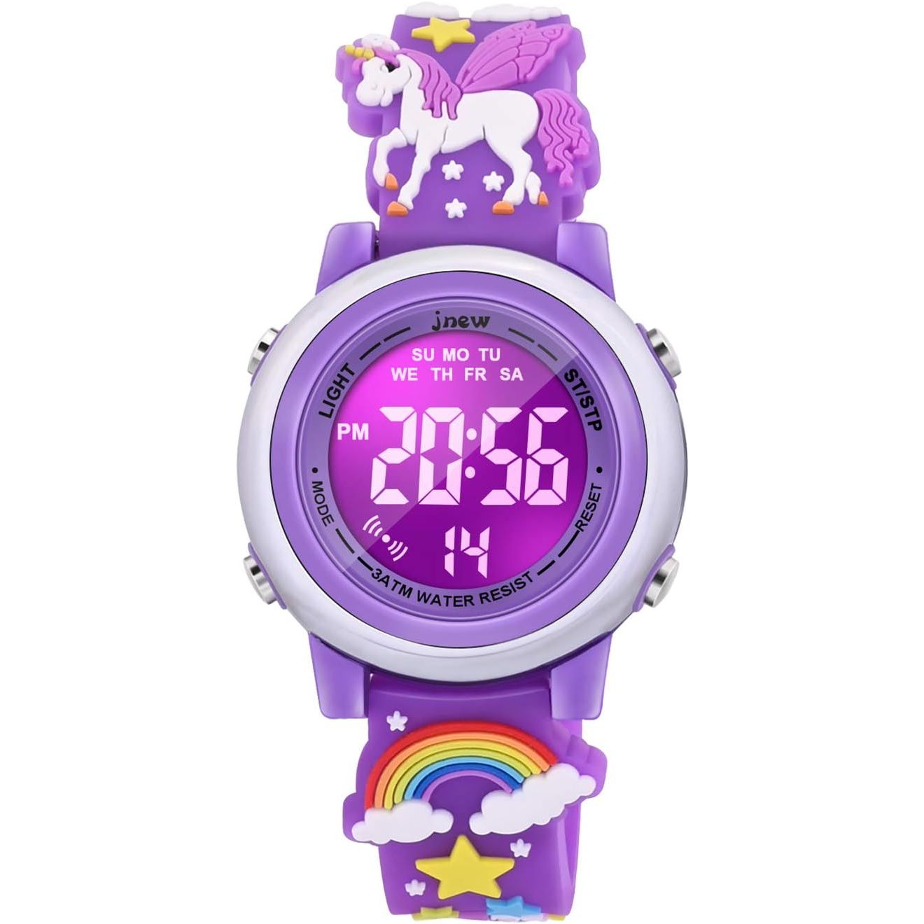 Buy now 3D Cartoon Waterproof Watches for Girls with Alarm - Best Toys Gifts for Girls Age 3-12 Dark Purple at indiglob india
