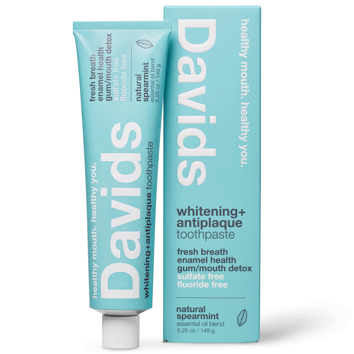 Buy now Davids Fluoride Free Toothpaste, Teeth Whitening, Antiplaque, SLS (Sulfate) Free, Promotes Enamel Health, Mouth & Gum Detox, EWG Verified, Peppermint, 5.25oz 5.25 Ounce (Pack of 1) Spearmint at indiglob india