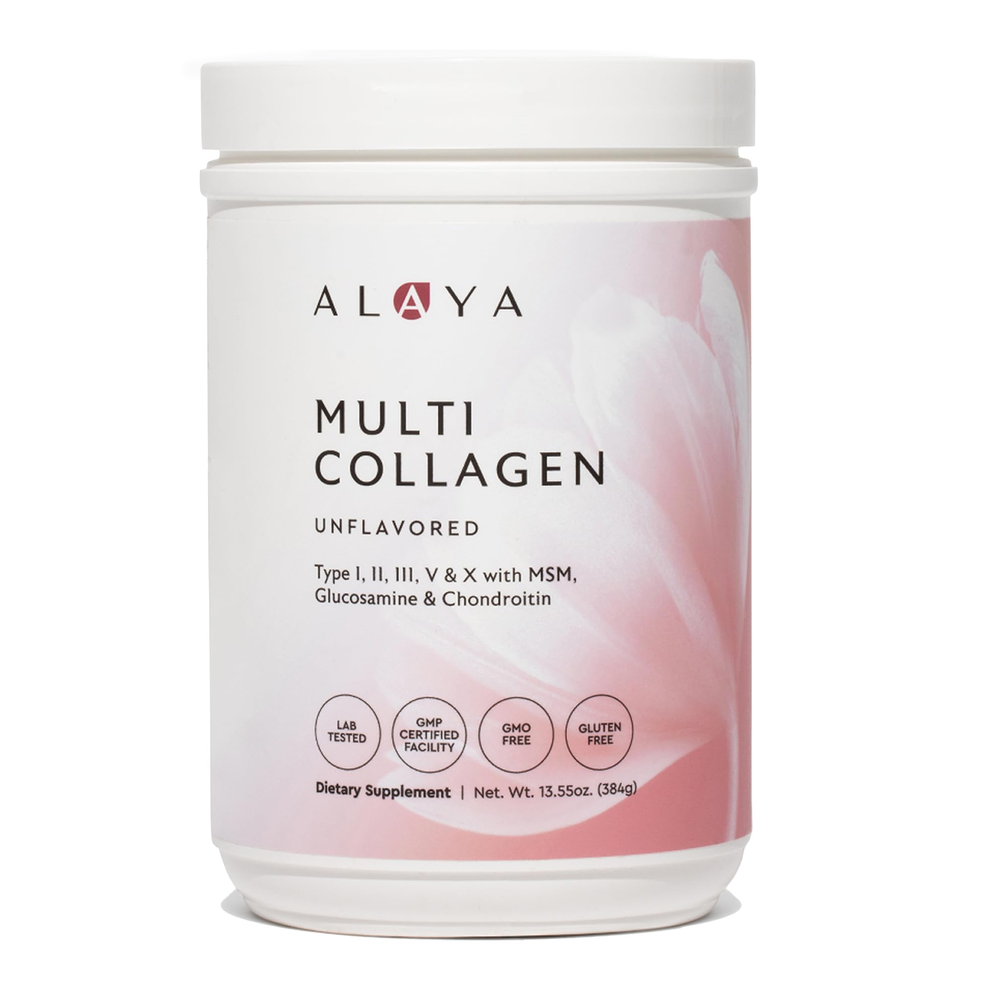 Alaya Multi Collagen Powder - Type I, II, III, V, X Hydrolyzed Collagen Peptides Protein Powder Supplement with MSM + GC (Unflavored) - NSF Certified - (40 Servings)