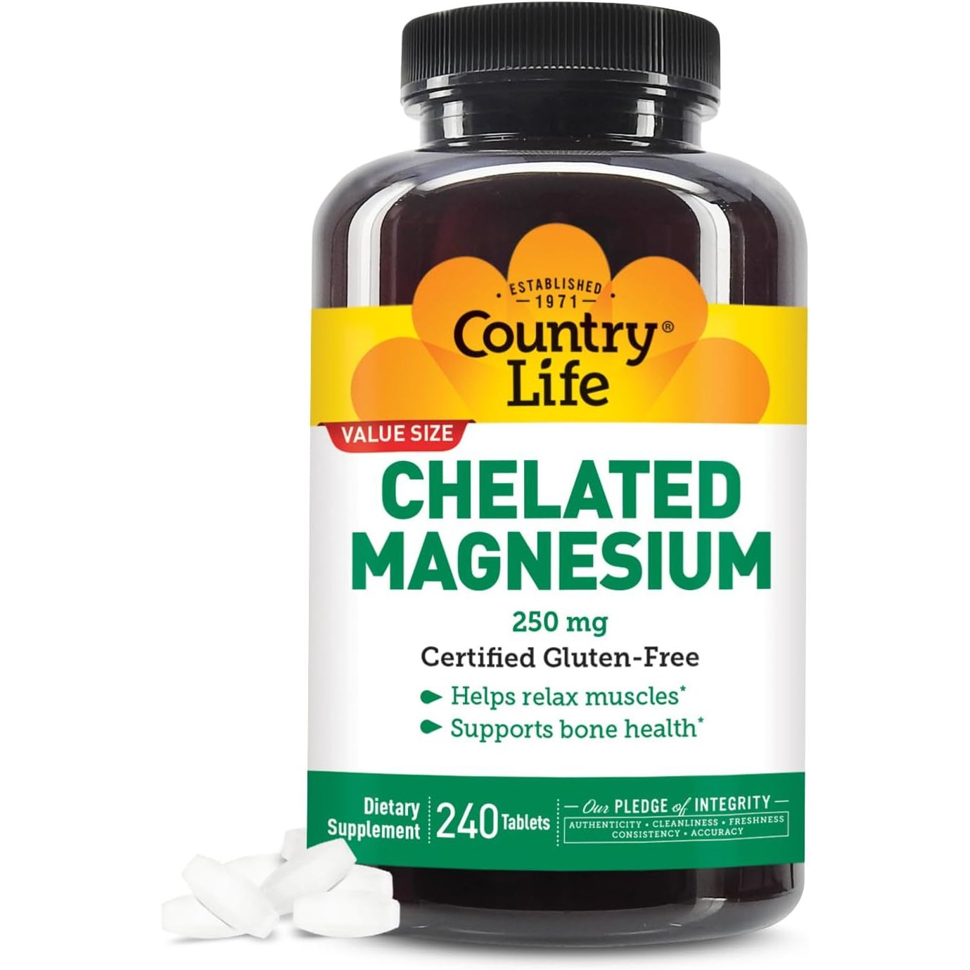 Buy now Country Life Chelated Magnesium 250mg - Supports Heart, Bone & Muscle Health, Vegan-Friendly Magnesium Supplement with Magnesium Oxide and Amino Acid Chelate, Gluten-Free 240 Count (Pack of 1) Unflavored at indiglob india