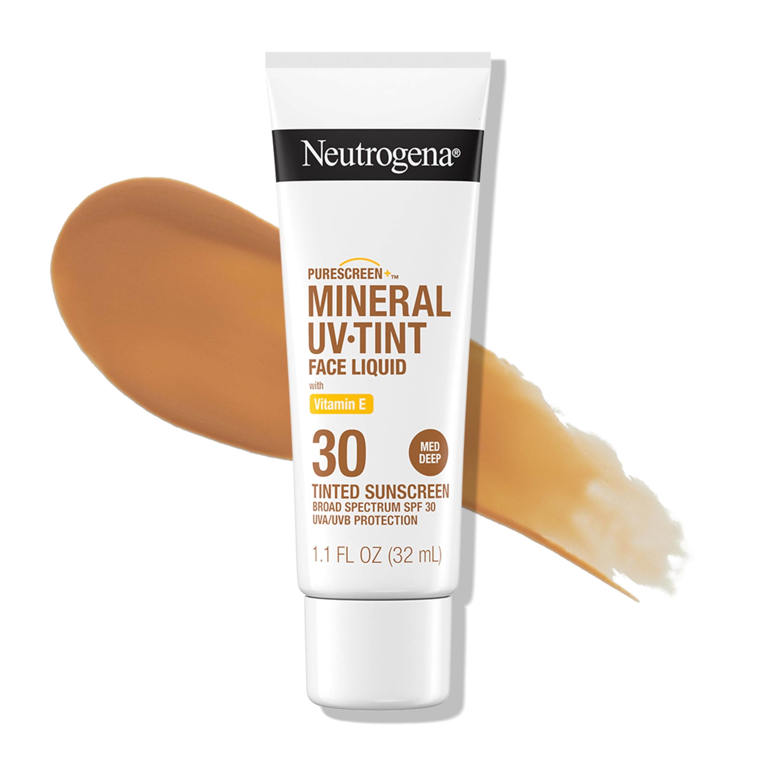 Buy now Neutrogena Purescreen+ Tinted Sunscreen for Face with SPF 30, Broad Spectrum Mineral Sunscreen with Zinc Oxide and Vitamin E, Water Resistant, Fragrance Free, Medium Deep, 1.1 fl oz at indiglob india