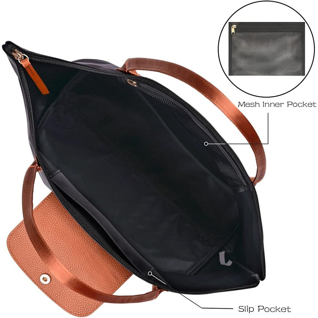 Buy now GM LIKKIE Shoulder Tote Bag for Women, Nylon Top-Handle Purse, Foldable Weekend Hobo Handbag (Black2) at indiglob india
