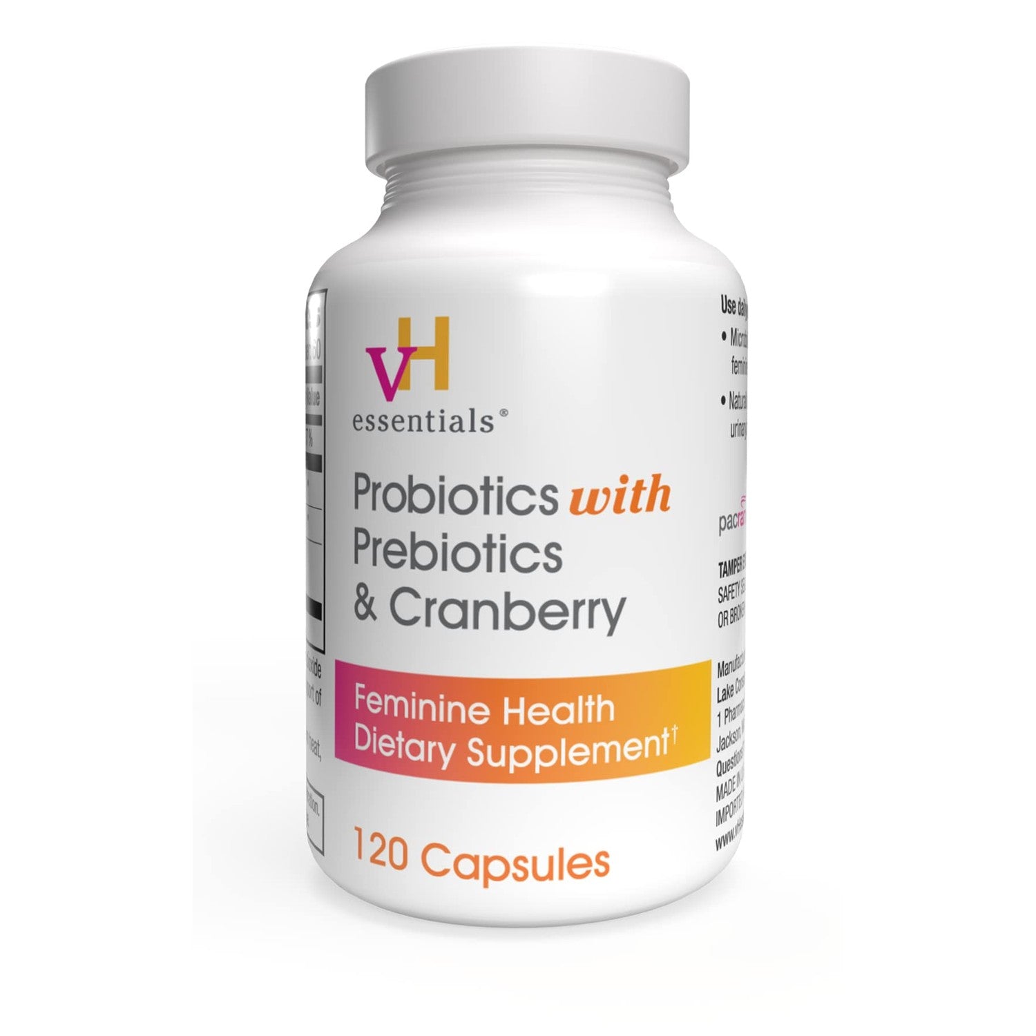 vH essentials Probiotics for Women with Prebiotics and Cranberry, 60 Ct | Feminine Health Dietary Supplement, Probiotics Support Gut Balance, Urinary Tract Health for Women, 30 Day Supply
